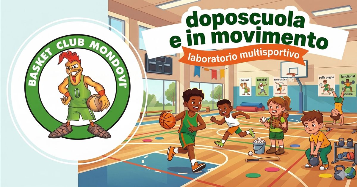 Bambini durante le attività del Doposcuola in Movimento al Pala BCM di Mondovì