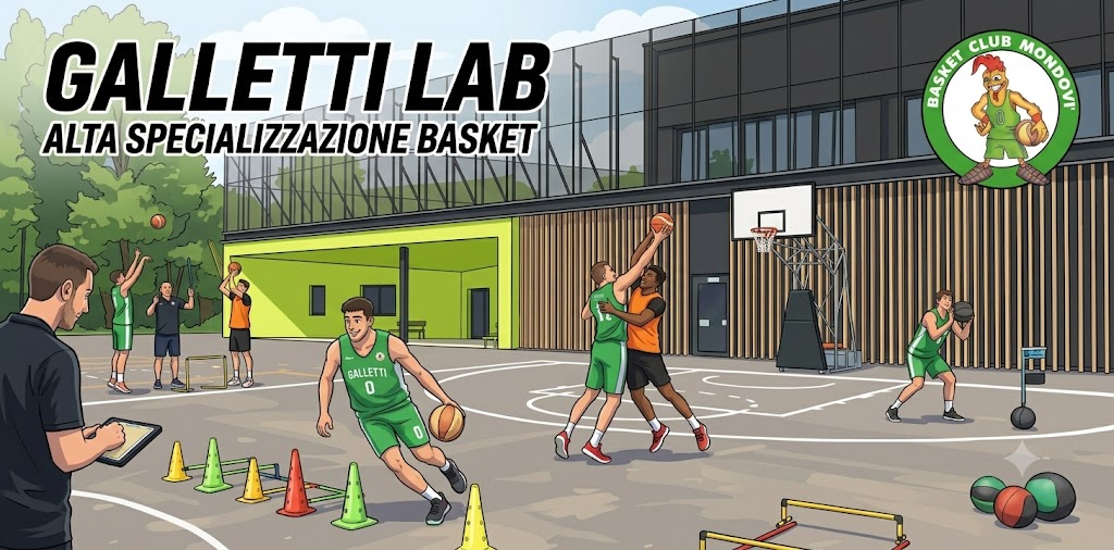 Atleti del Galletti Lab durante un allenamento al Pala BCM di Mondovì